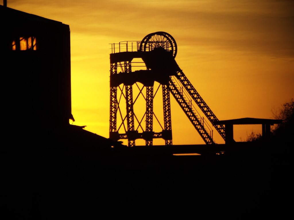 Remains of a mine hoist in Upper Lota, Chile