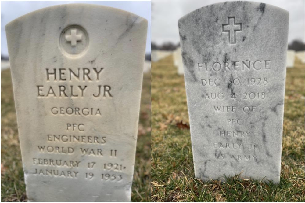 Henry Early Jr and Florence Early graveyard tombstones