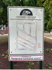 University City St. Louis road sign