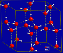Hydrogen bonds in hexagonal ice.